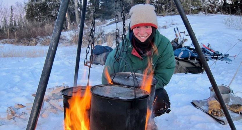 winter camping trip in minnesota